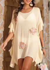 Beige Round Neck Ruffle Cover Up | thumb picture 
