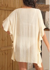 Beige Round Neck Ruffle Cover Up | thumb picture 