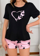 Light Pink Butterfly Print Lounge Top and Shorts | thumb picture 
