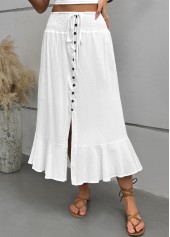 White A Line Elastic Waist Skirt