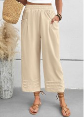Light Camel Wide Leg Elastic Waist High Waisted Pants | thumb picture 