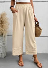 Light Camel Wide Leg Elastic Waist High Waisted Pants | thumb picture 