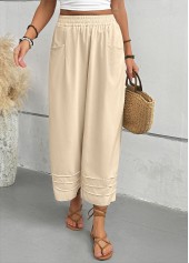 Light Camel Wide Leg Elastic Waist High Waisted Pants | thumb picture 