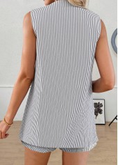 Grey Striped Sleeveless Short Sleeve Cardigan and Shorts | thumb picture 