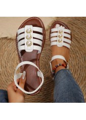 White Faux Leather Peep Toe Falt