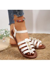 White Faux Leather Peep Toe Falt | thumb picture 