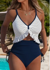 Striped Navy Patchwork One Piece Swimwear
