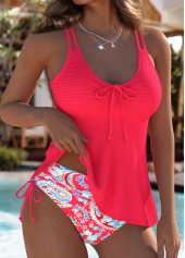 Mid Waisted Paisley Print Red Tankini Set | thumb picture 