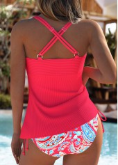Mid Waisted Paisley Print Red Tankini Set | thumb picture 