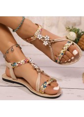 Raw White Tribal Print Round Toe Falt | thumb picture 