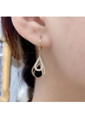 Black Hollow Geometric Teardrop Alloy Earrings