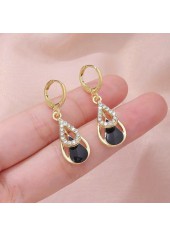 Black Hollow Geometric Teardrop Alloy Earrings | thumb picture 