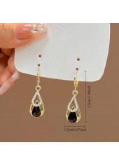 Black Hollow Geometric Teardrop Alloy Earrings | thumb picture 