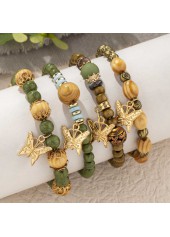 Olive Green Butterfly Alloy Bracelet Set | thumb picture 