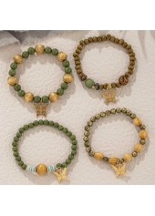 Olive Green Butterfly Alloy Bracelet Set | thumb picture 
