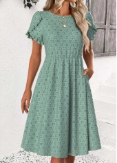 Sage Green Short Sleeve Round Neck Dress | thumb picture 