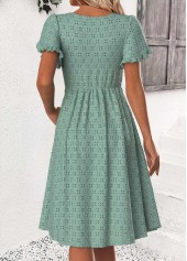 Sage Green Short Sleeve Round Neck Dress | thumb picture 
