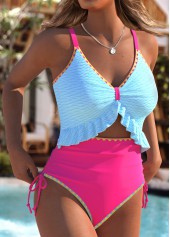 Blue Contrast Piping One Piece Swimwear | thumb picture 