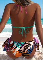 Mid Waisted Leaf Print Blue Bikini Set | thumb picture 