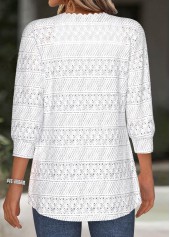 White 3/4 Sleeve Texture Light Cardigan | thumb picture 