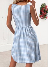 Dusty Blue Short Sleeveless Round Neck Dress | thumb picture 