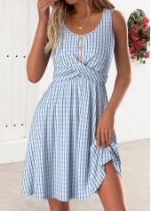 Dusty Blue Short Sleeveless Round Neck Dress | thumb picture 