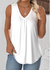 White Sleeveless V Neck Tank Top | thumb picture 