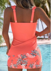 Mid Waisted Floral Print Coral Tankini Set | thumb picture 