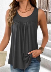 Dark Grey Sleeveless Round Neck Tank Top