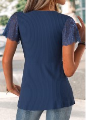 Navy Short Sleeve V Neck T Shirt | thumb picture 