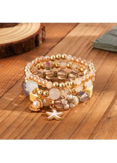 Golden Starfish Alloy Beaded Bracelet Set