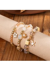Golden Starfish Alloy Beaded Bracelet Set | thumb picture 