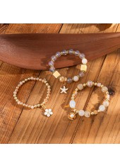 Golden Starfish Alloy Beaded Bracelet Set | thumb picture 