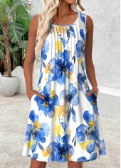 Multi Color Floral Print Sleeveless Scoop Neck Dress | thumb picture 