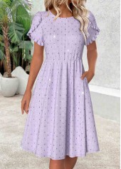 Light Purple Short Sleeve Round Neck Dress