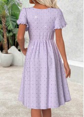 Light Purple Short Sleeve Round Neck Dress | thumb picture 