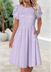 Light Purple Short Sleeve Round Neck Dress | thumb picture 