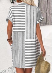 Light Grey Striped Short Shirt Collar Dress | thumb picture 