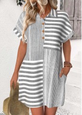Light Grey Striped Short Shirt Collar Dress | thumb picture 