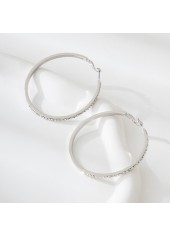 Silver Round Geometric Design Alloy Earrings