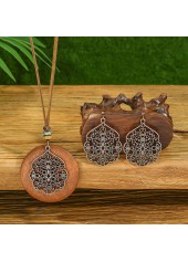 Dark Coffee Alloy Earrings and Necklace