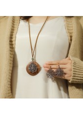 Dark Coffee Alloy Earrings and Necklace | thumb picture 