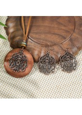 Dark Coffee Alloy Earrings and Necklace | thumb picture 
