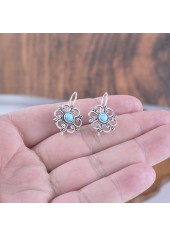 Silver Alloy Detail Flower Shape Earrings | thumb picture 