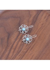 Silver Alloy Detail Flower Shape Earrings | thumb picture 