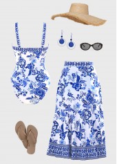 Random Floral Two-Piece One Piece Swimwear and Skirt | thumb picture 