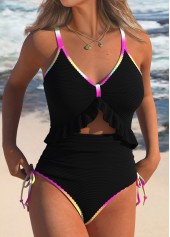 Ombre Black Ruched One Piece Swimwear
