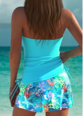 Mid Waisted Marine Life Print Cyan Tankini Set | thumb picture 