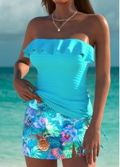 Mid Waisted Marine Life Print Cyan Tankini Set | thumb picture 