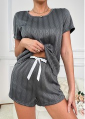 Dark Grey Marl Short Sleeve Lounge Top and Shorts